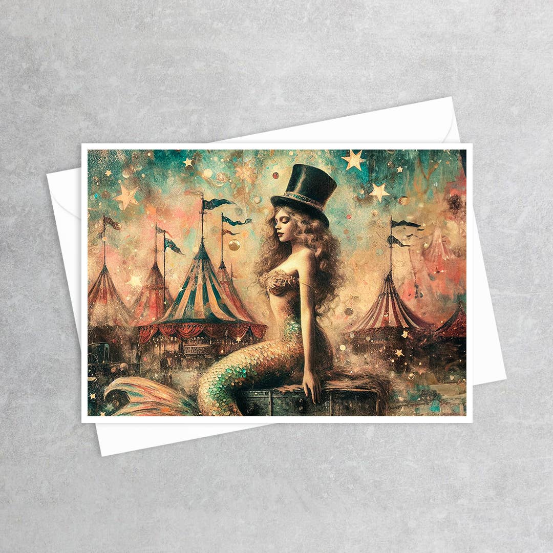 Salty Alyce - Circus Poster Mermaid Sideshow Greeting Card