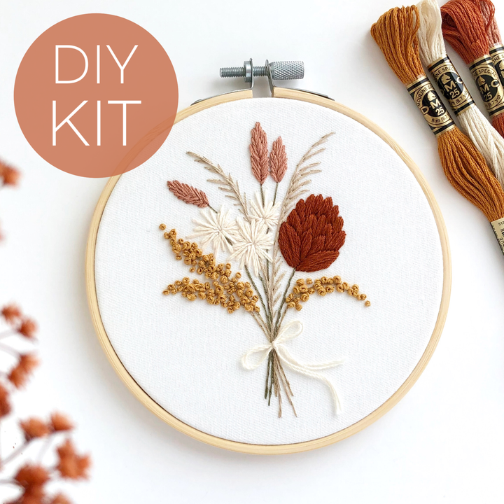 Matryoshka Doll Shop - Flowers Bouquet Embroidery Kit, beginner embroidery diy kit