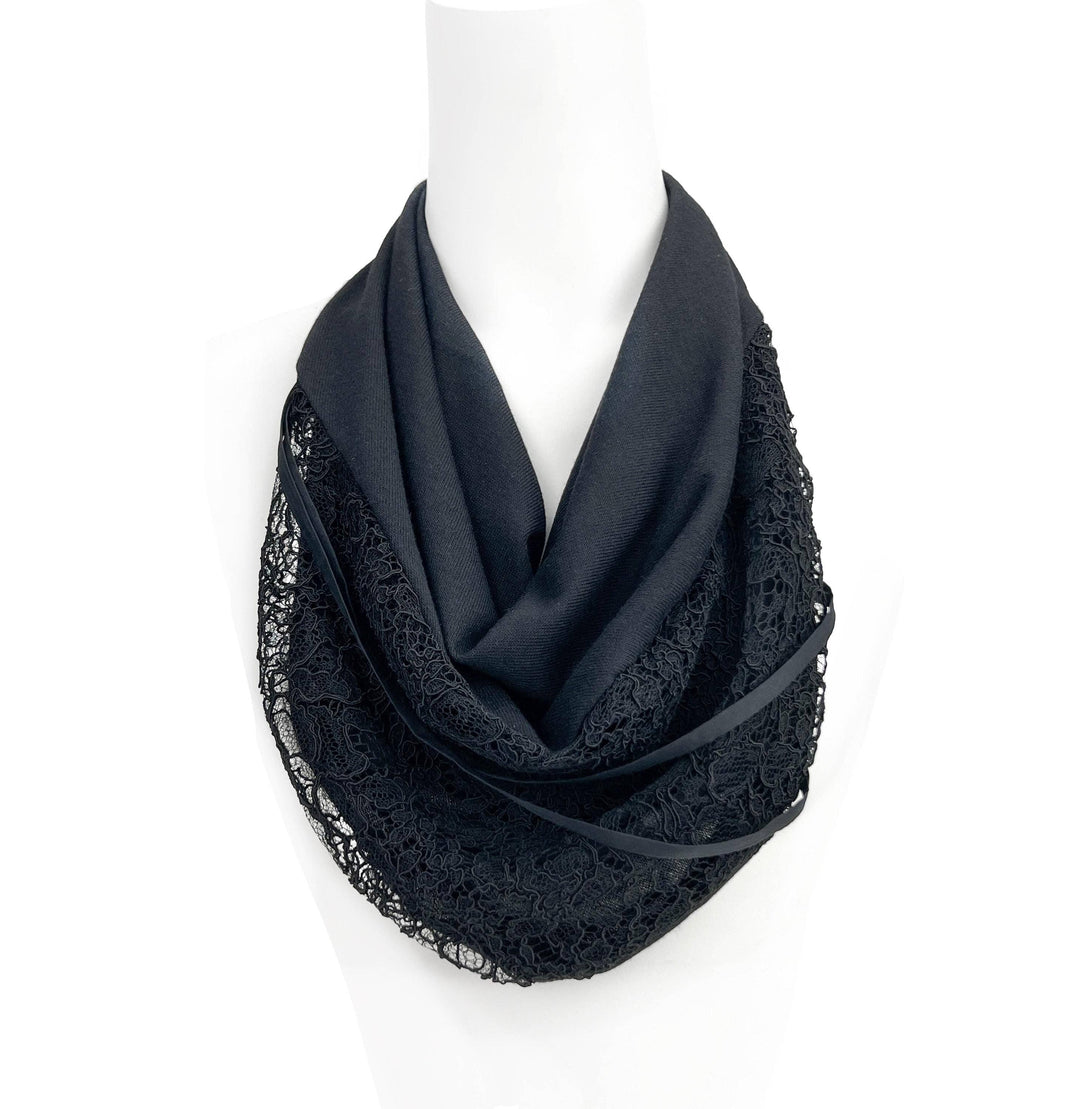 Black U Shape Lace Neckerchief