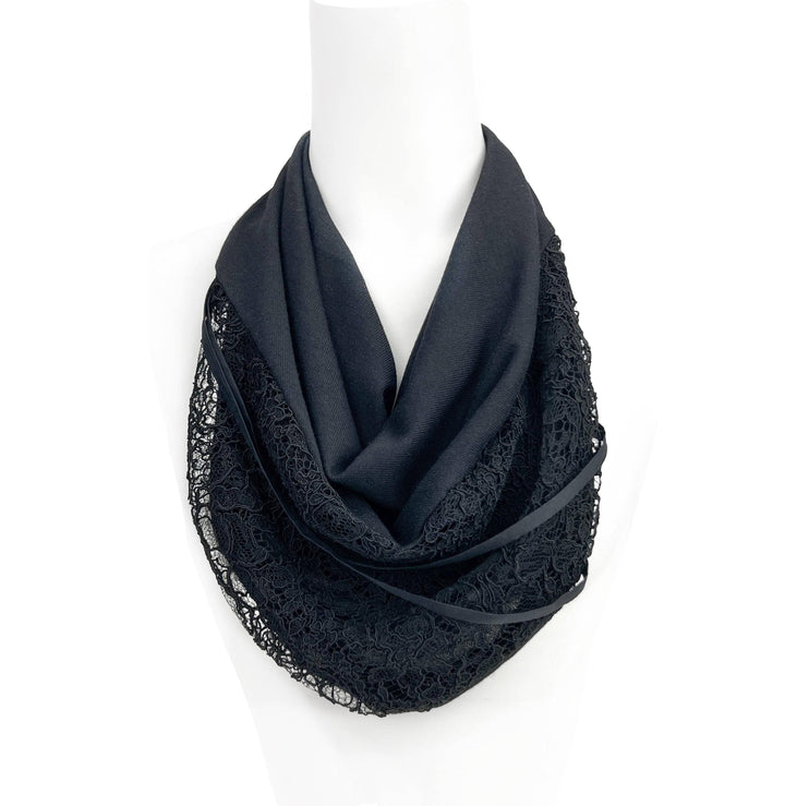 Black U Shape Lace Neckerchief