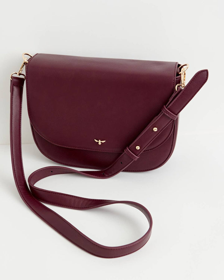 Fable England - FABLE Nina Burgundy Vegan Leather Messenger Purse ON SALE