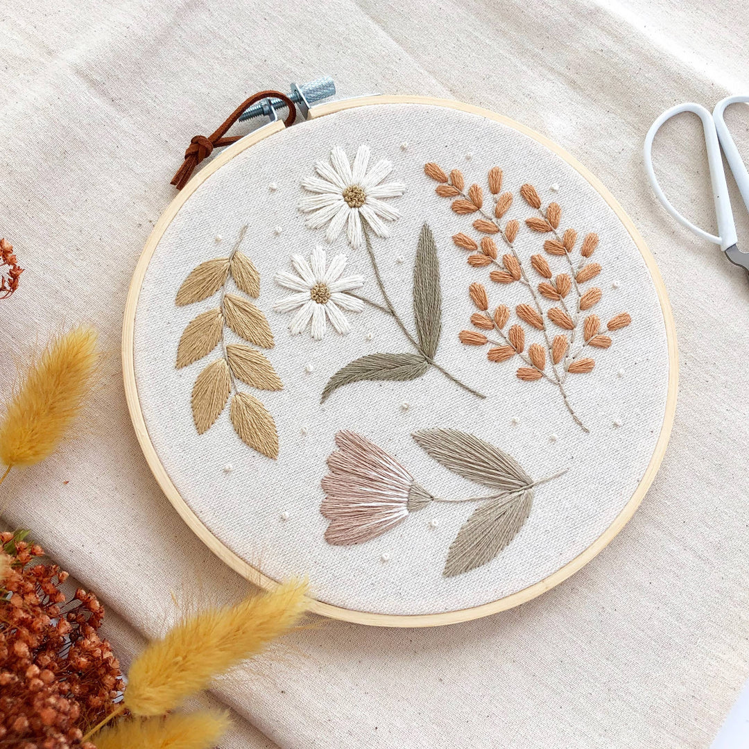 Matryoshka Doll Shop - Floral Embroidery DIY Kit, modern embroidery craft kit