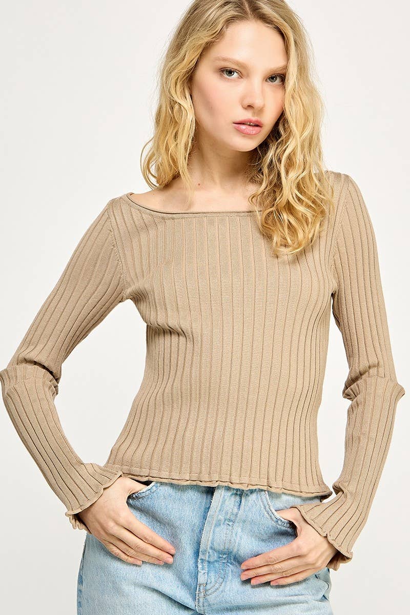 The Ribbed Boat Neck Top
