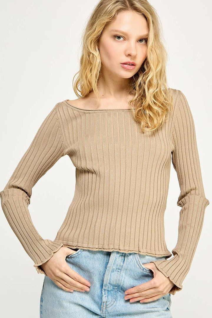 The Ribbed Boat Neck Top