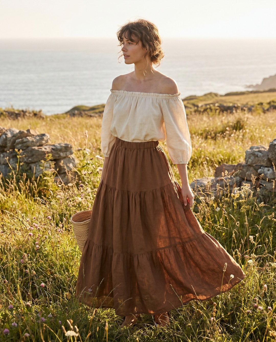 Italian Linen Tiered Maxi Skirt
