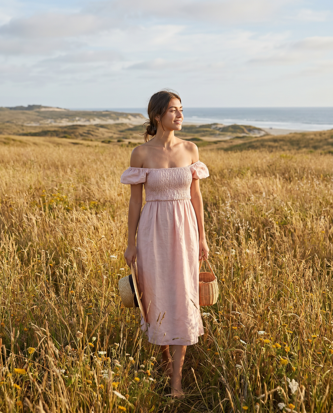 The Menorca Linen Dress in Blush