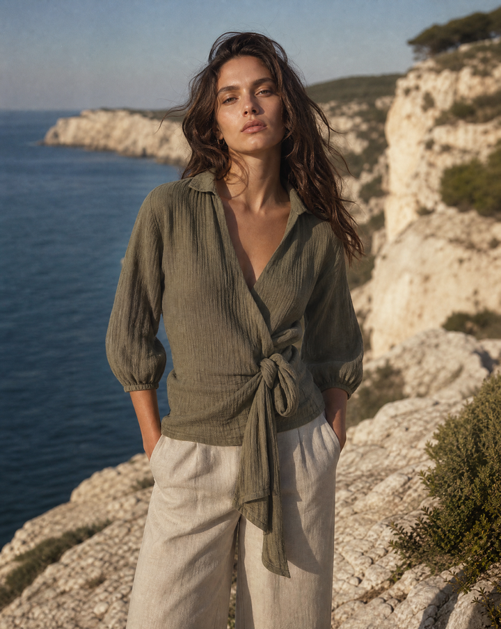 The Anaz Muslin Wrap Top