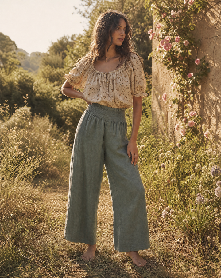 Italian Linen Wide-Leg Pants