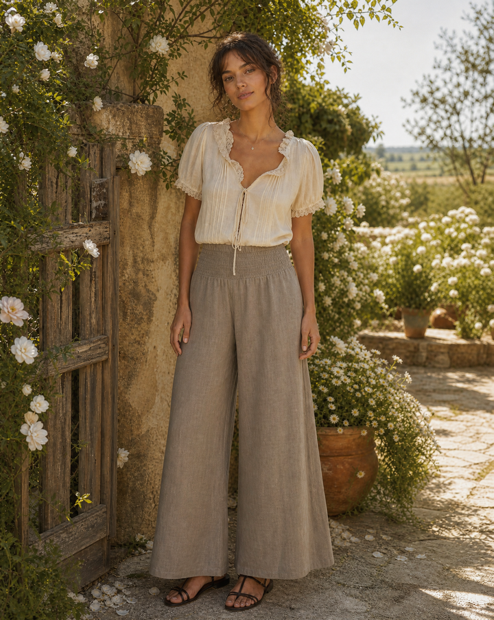 Italian Linen Wide-Leg Pants