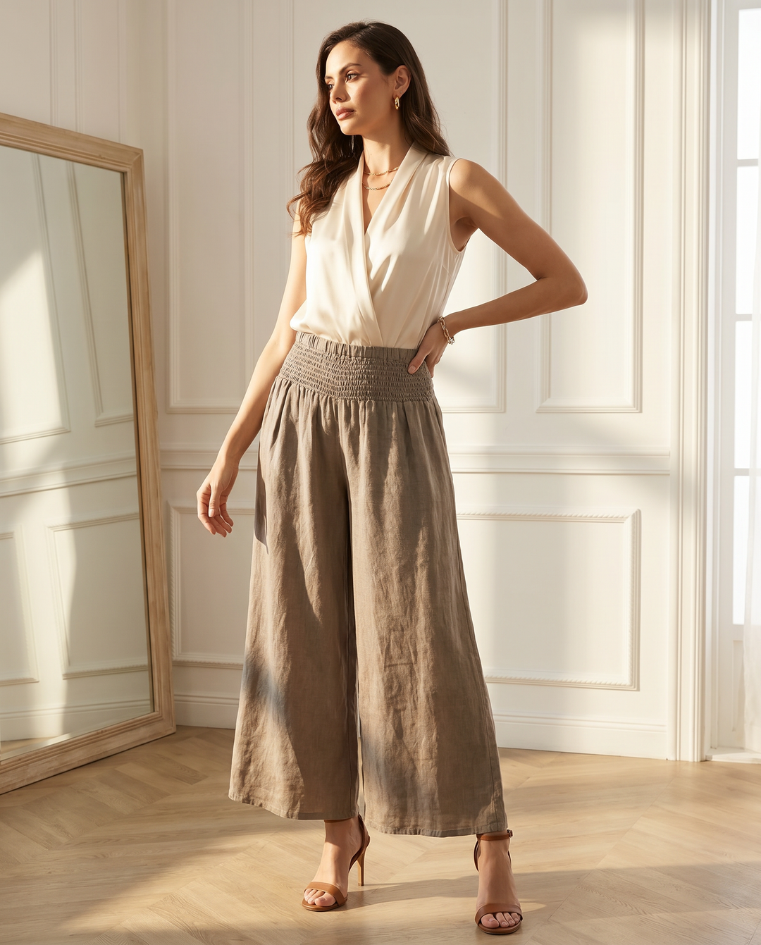 Italian Linen Wide-Leg Pants