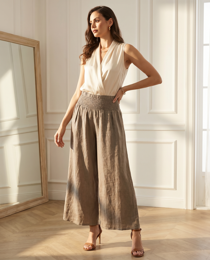 Italian Linen Wide-Leg Pants
