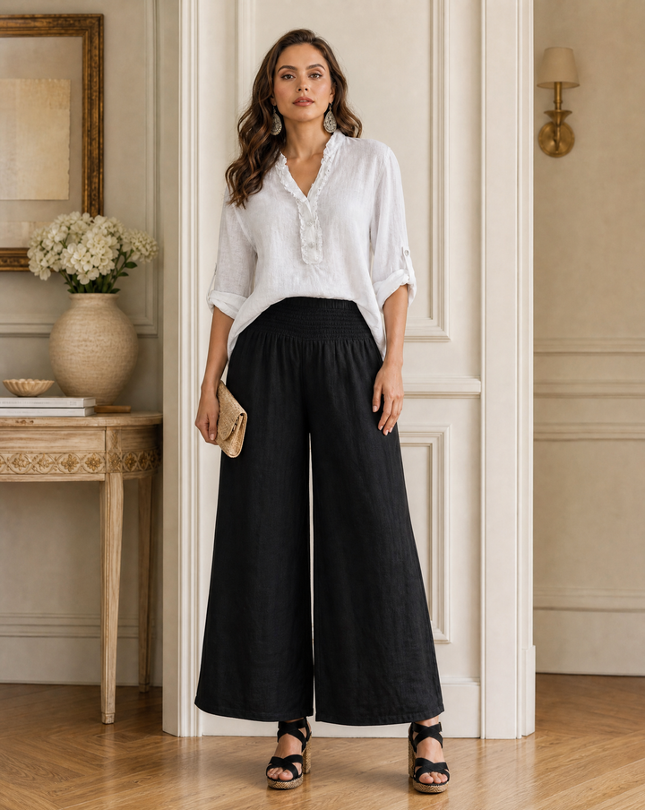 Italian Linen Wide-Leg Pants
