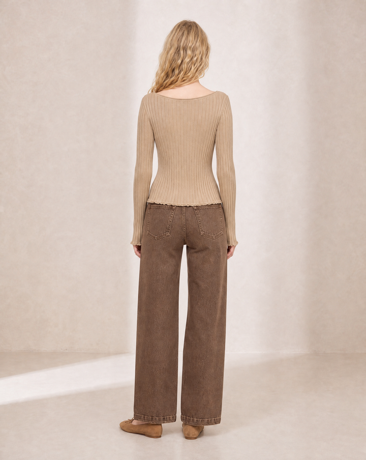 The Ribbed Boat Neck Top