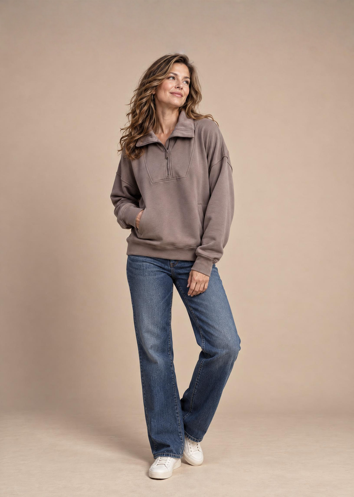 MODAL SCUBA QUARTER ZIP FUNNEL NECK PULLOVER