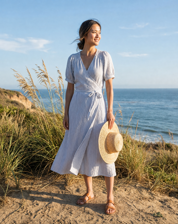 Pemberley Cotton Gauze Wrap Dress