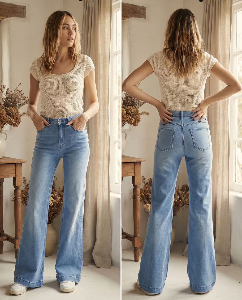 The Benny Wide Leg Jeans in Medium Wash
