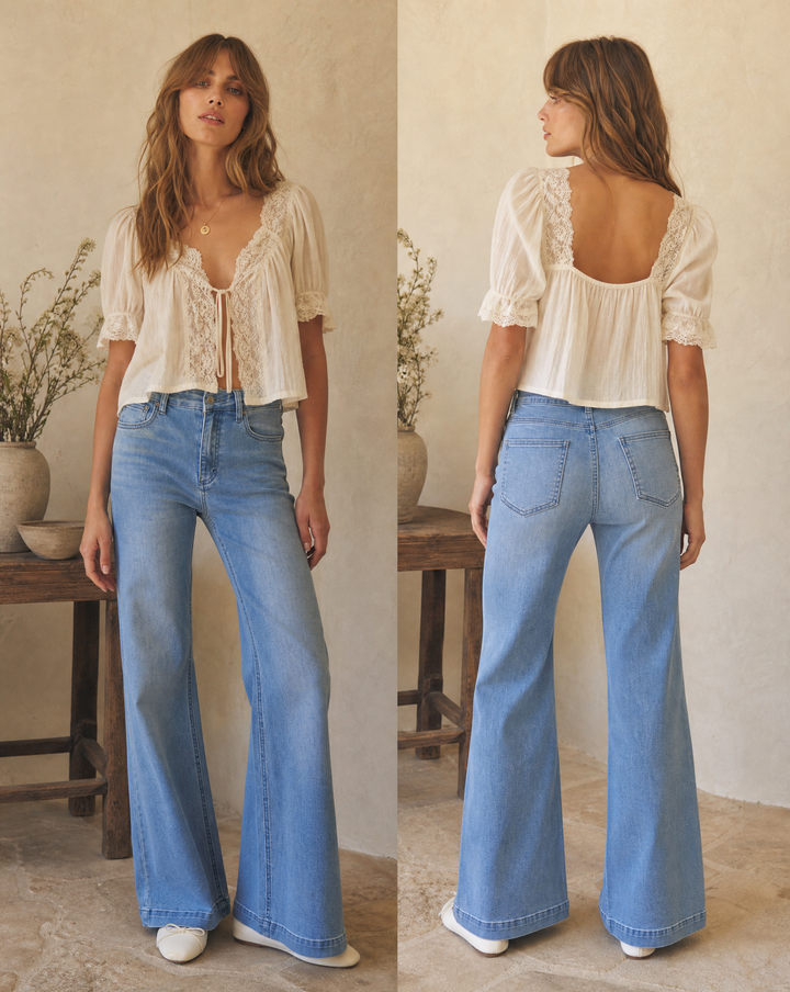 The Benny Wide Leg Jeans in Medium Wash