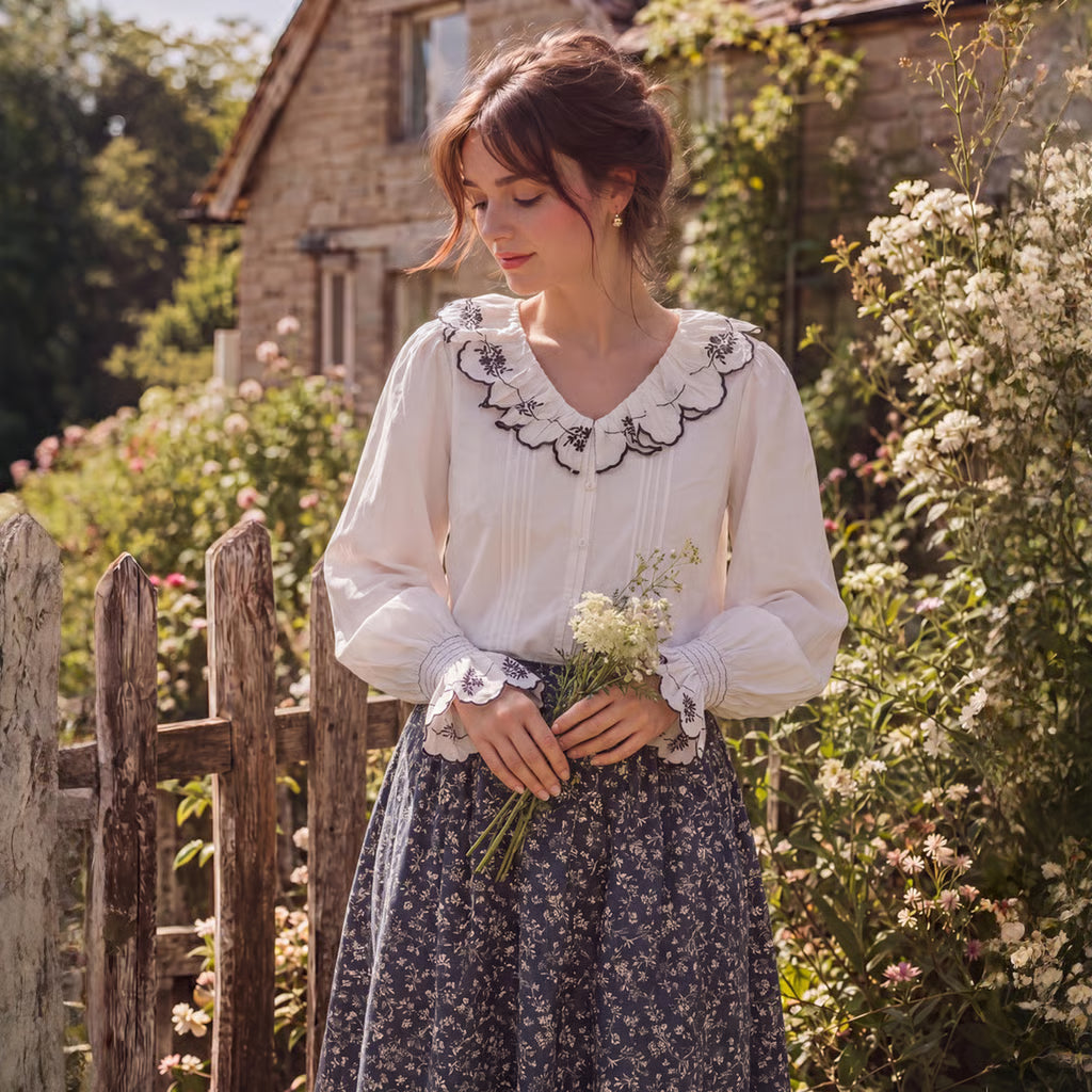 The Cottage Ruffle Blouse – Ecru